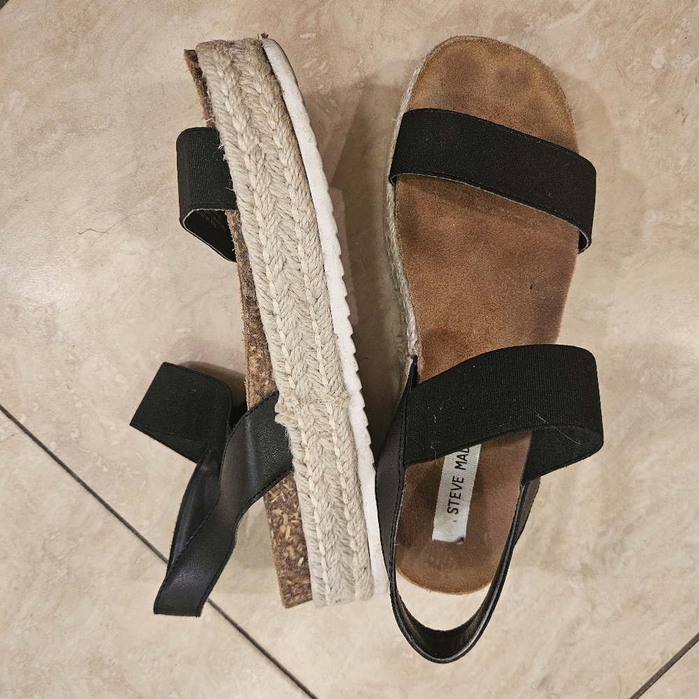 STEVE MADDEN black Jaklin platform Sandals women's size 8